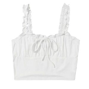 NWT Verdusa Women’s Frill Trim Strap Tie Knot Ruched Front Bustier Crop Top - XS